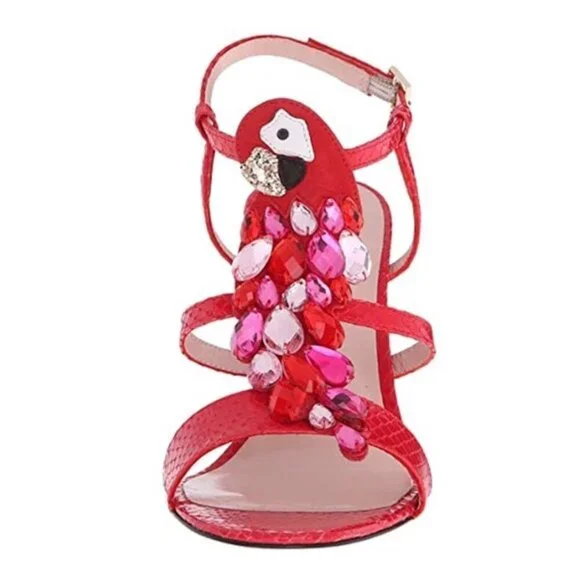 KATE SPADE Idalou Parrot Embellished Sandal Snake Embossed Leather - Picture 3 of 11